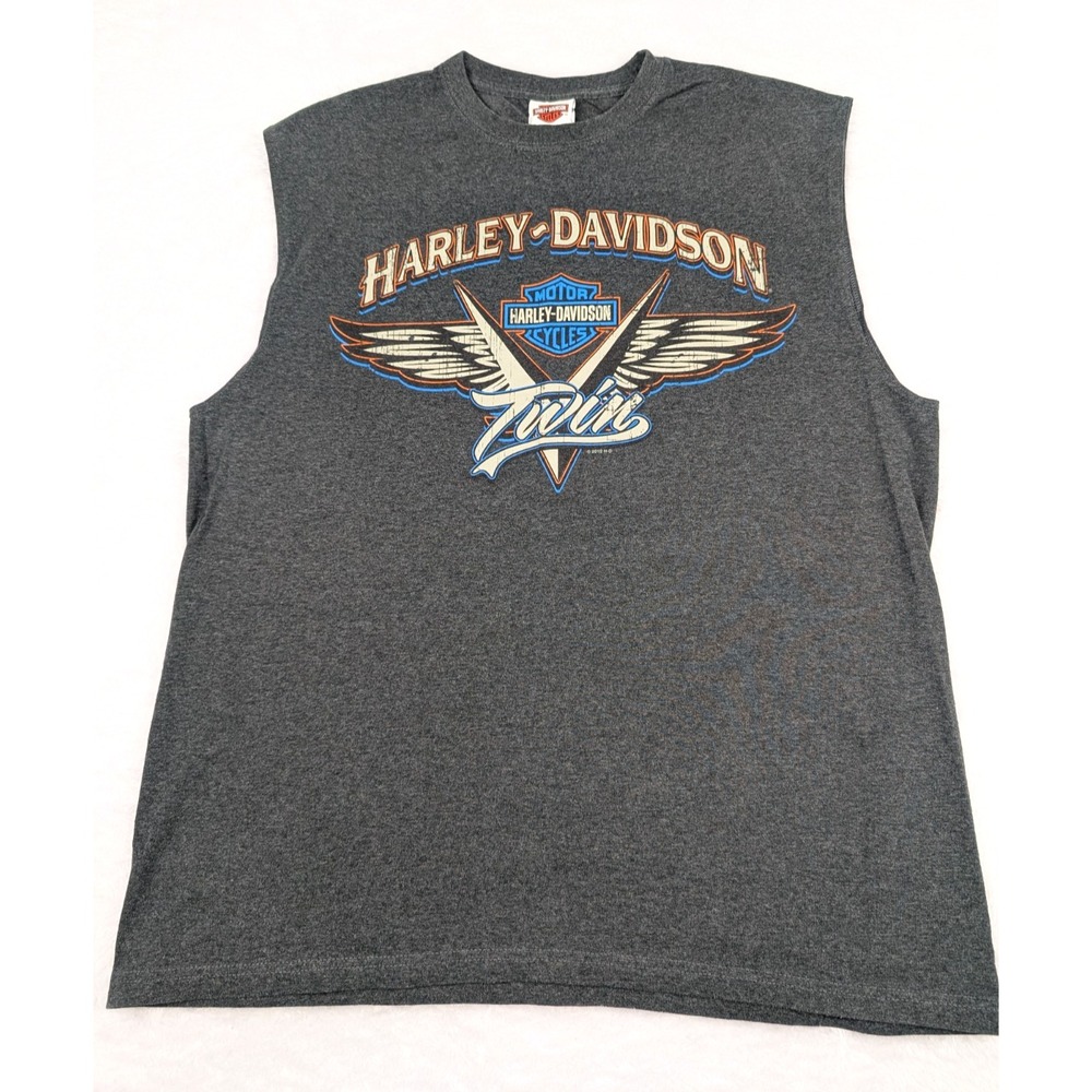 Harley Davidson Shirt Mens XL Gray Sleeveless High Plains Clovis NM Crew Neck